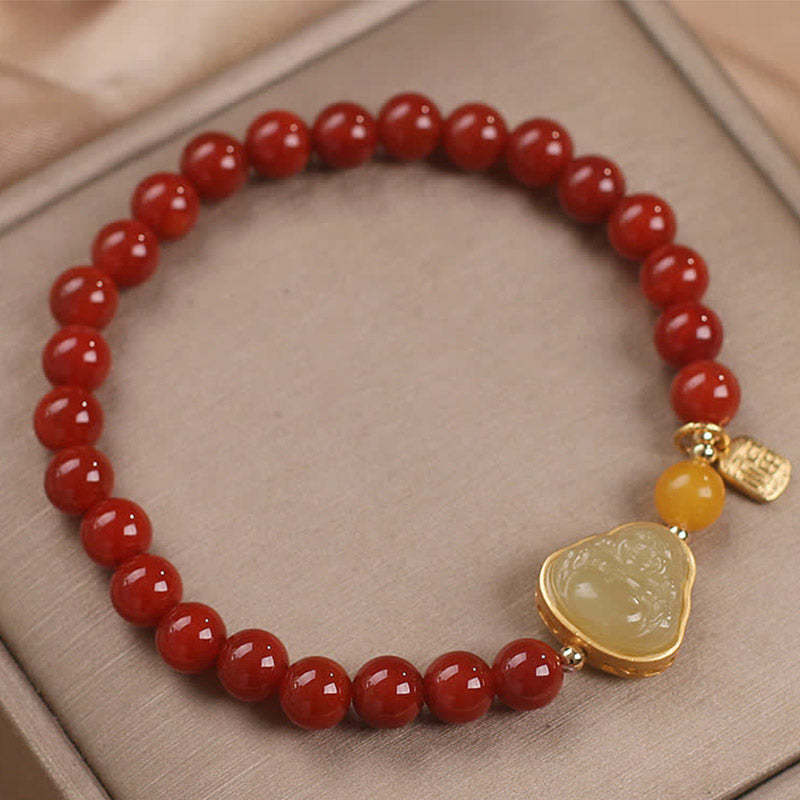 Laughing mystic zen Red Agate Jade Confidence Bracelet