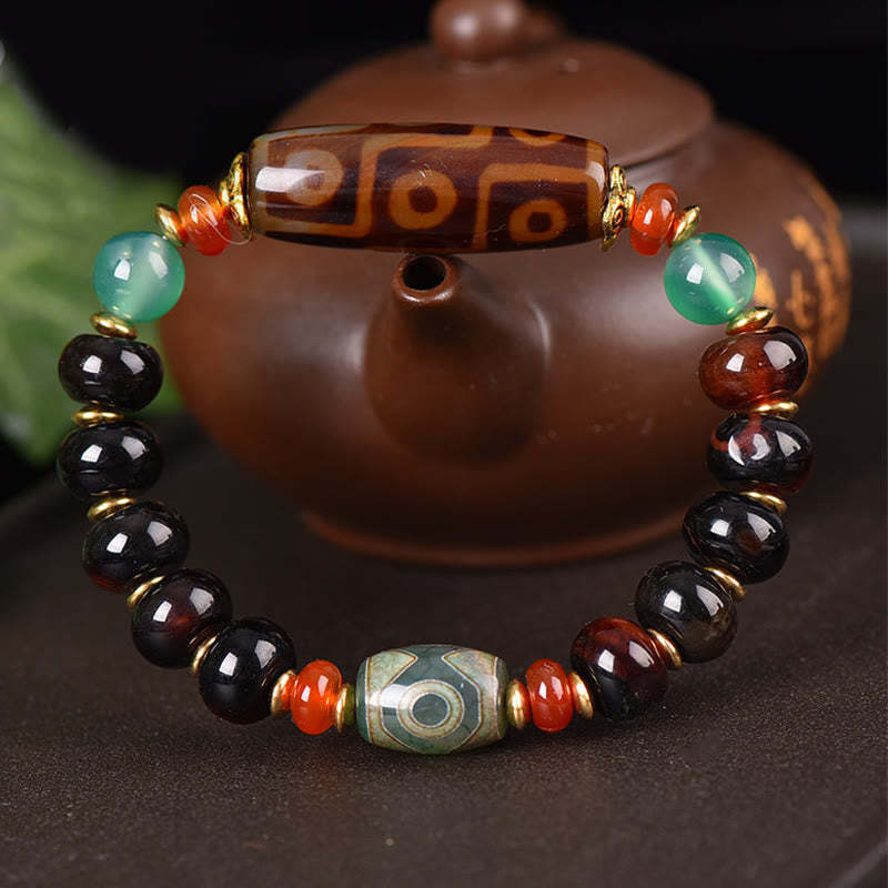 Tibetan Natural Nine-Eye Dzi Bead Three-eyed Dzi Bead Protection Bracelet
