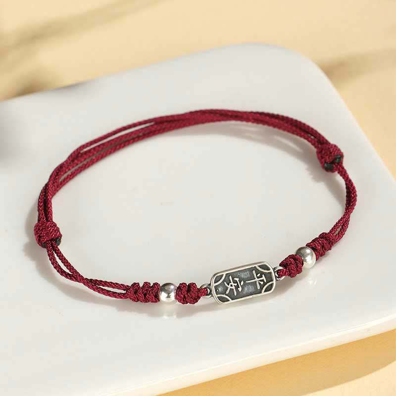 Handmade 925 Sterling Silver Peace And Joy Safe Well Protection Braided Bracelet
