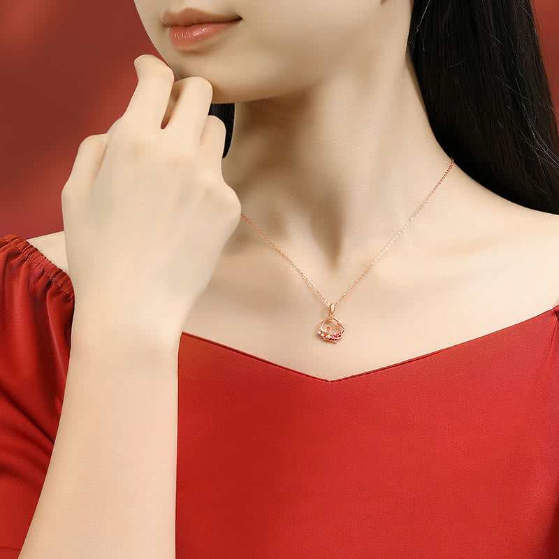 925 Sterling Silver Koi Fish Year Of The Snake Blessing Necklace Pendant