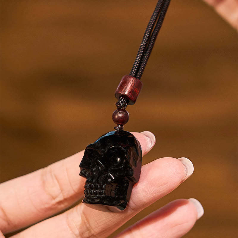 Black Obsidian String Skeleton Fulfilment Necklace Pendant
