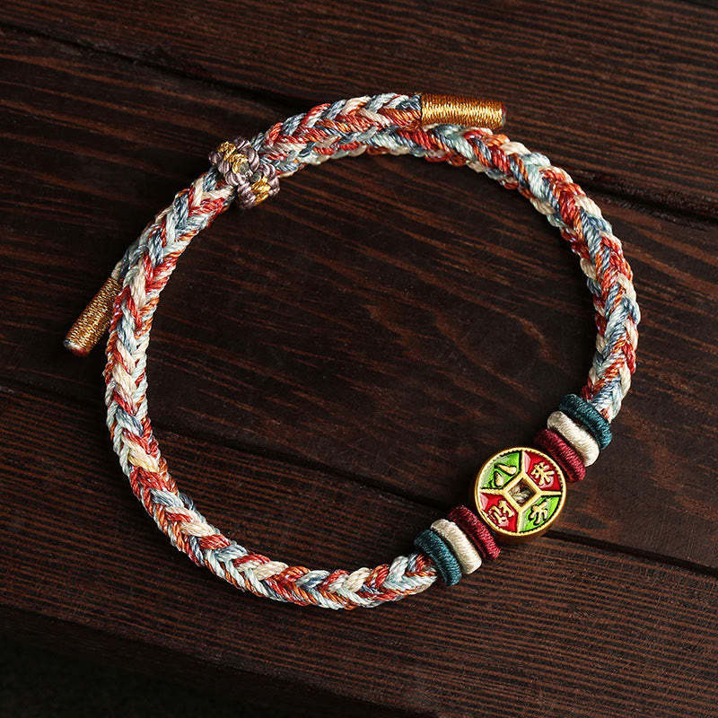 ???A Flash Sale-  Colorful Rope Wealth Comes From All Directions Handmade Eight Thread Peace Knot Luck Bracelet