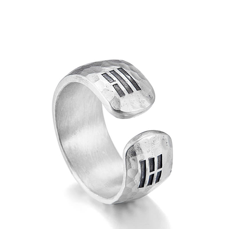Handmade 999 Sterling Silver Yin Yang Bagua Symbol Harmony Adjustable Ring