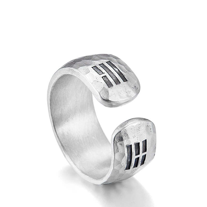 Handmade 999 Sterling Silver Yin Yang Bagua Symbol Harmony Adjustable Ring