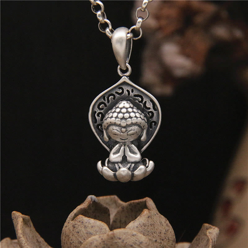 999 Sterling Silver Meditation mystic zen Lotus Serenity Necklace Pendant