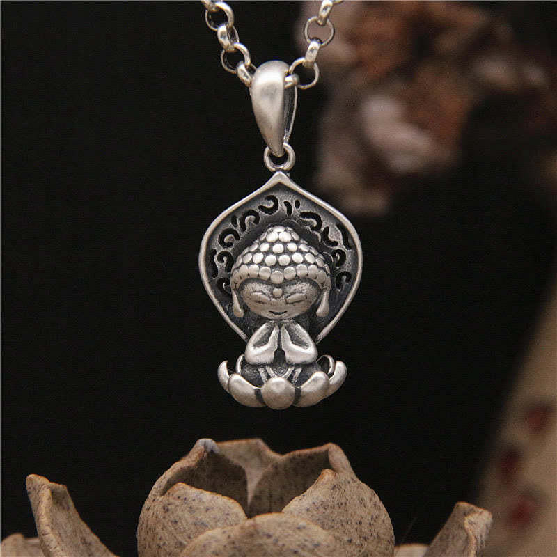 999 Sterling Silver Meditation mystic zen Lotus Serenity Necklace Pendant