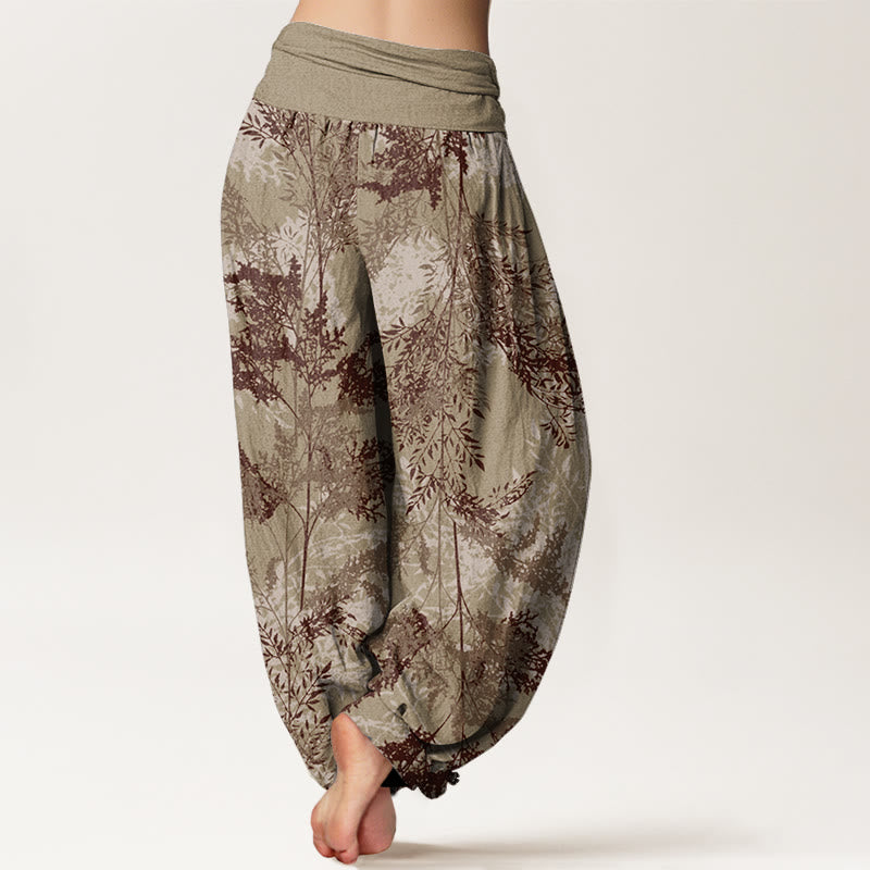 Leaves Branches Design Women's Elastic Waist Harem Pants