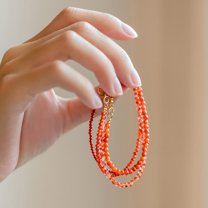 Natural Cherry Persimmon Red Agate Ultra-thin Beads Confidence Bracelet