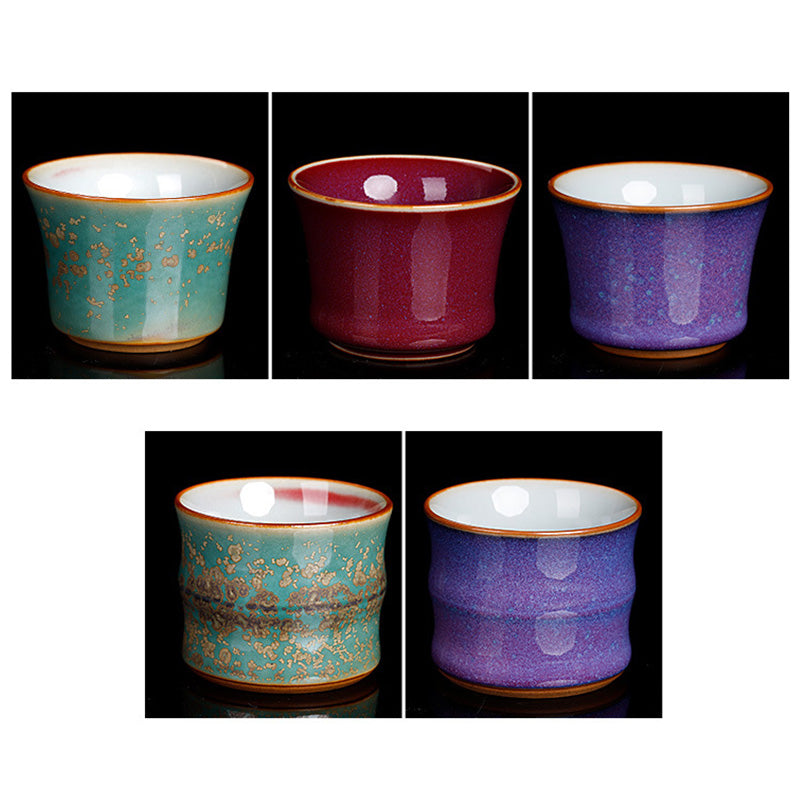 Kiln Change Ceramic Bamboo Design Teacup Kung Fu Tea Cup