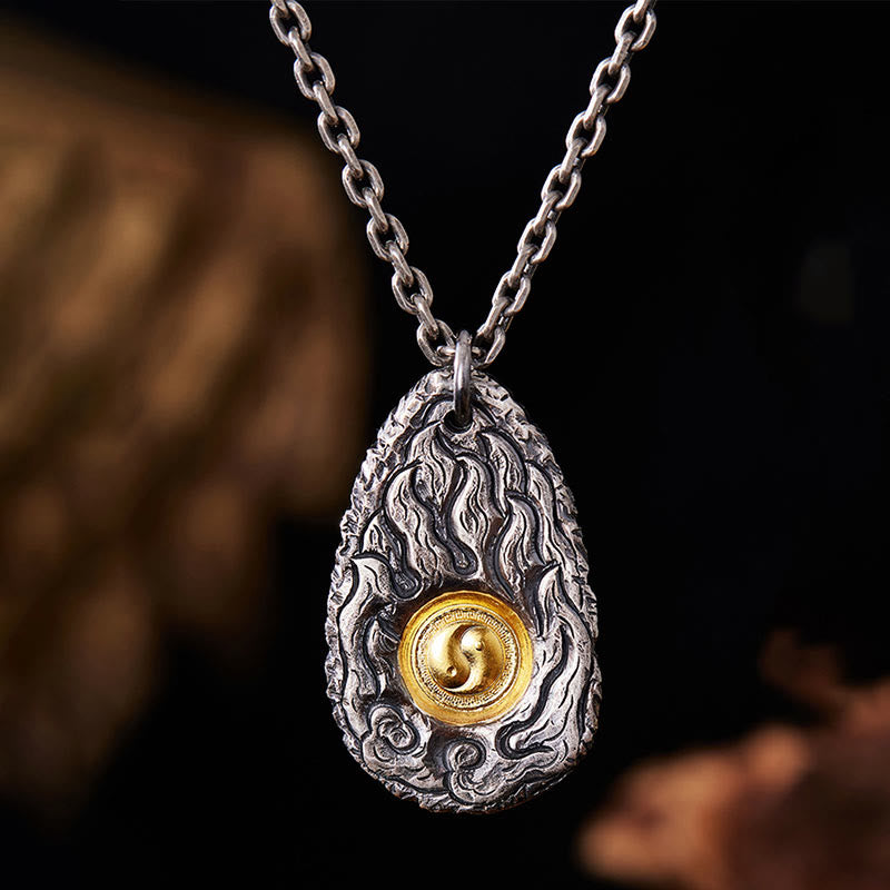 999 Sterling Silver 999 Gold Tai Chi Yin Yang Necklace Pendant