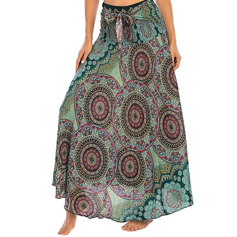 Two Style Wear Bohemian Mandala Flower Lace-up Skirt Dress