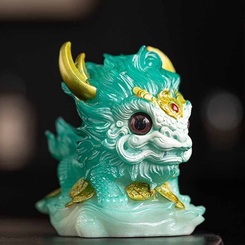 Color Changing Small Kirin Resin Tea Pet Home Figurine Decoration