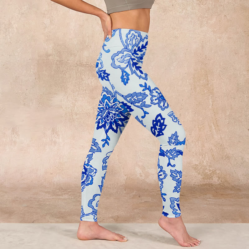 Flowers Print Gym Leggings Women's Yoga Pants