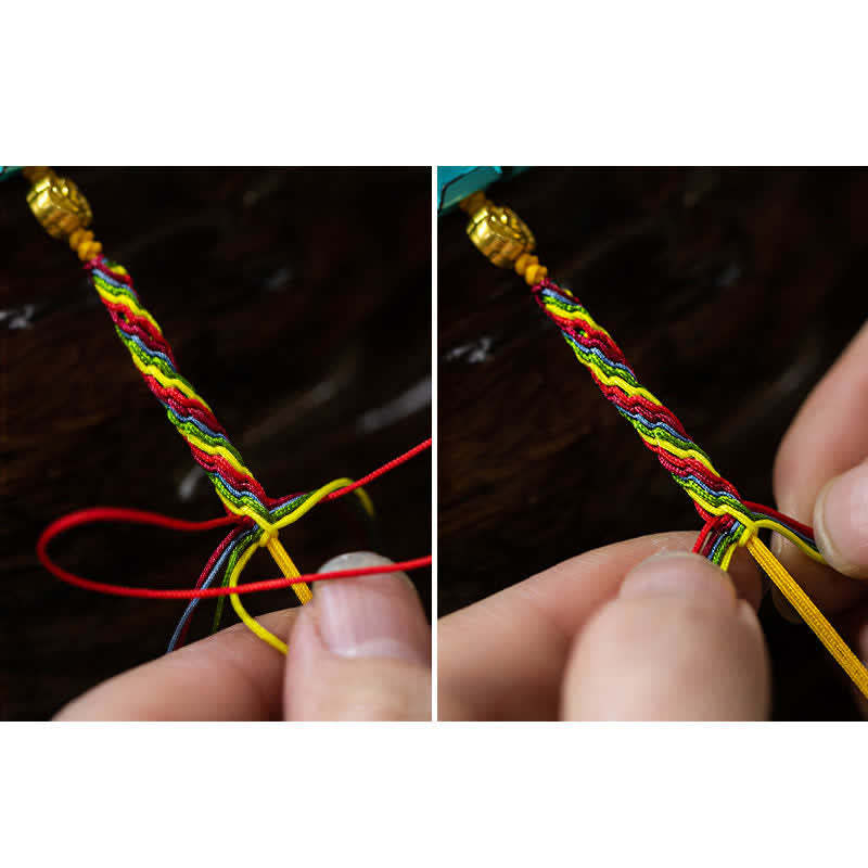 Gold Swallowing Beast Family Luck Reincarnation Knot Colorful String Bracelet