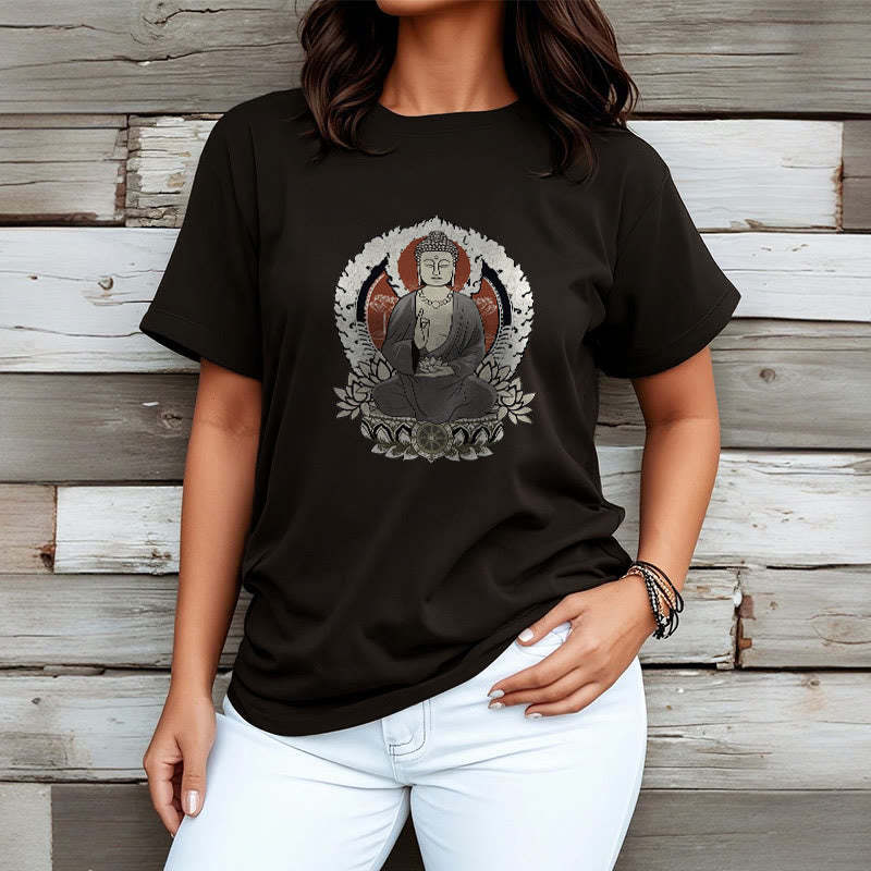 Meditating mystic zen Sitting With Lotus Pattern Tee T-shirt