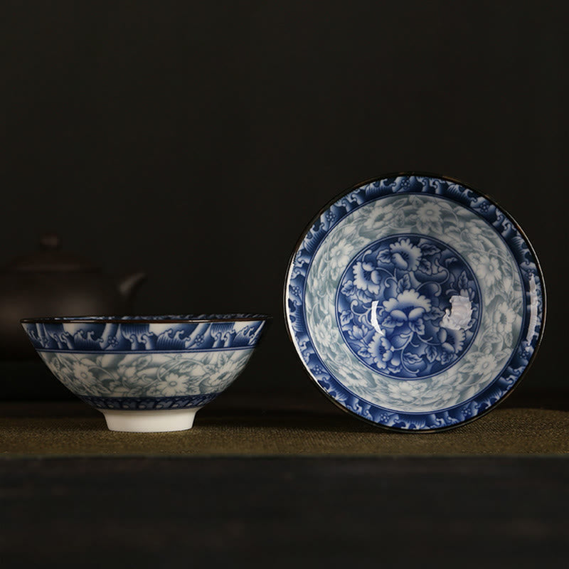 Flowers Fu Character Mountains Lotus Cherry Blossoms Ceramic Teacup Kung Fu Tea Cup