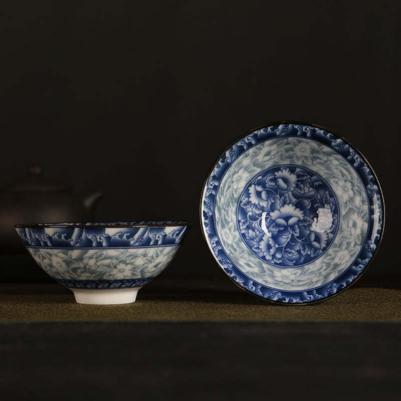 Flowers Fu Character Mountains Lotus Cherry Blossoms Ceramic Teacup Kung Fu Tea Cup