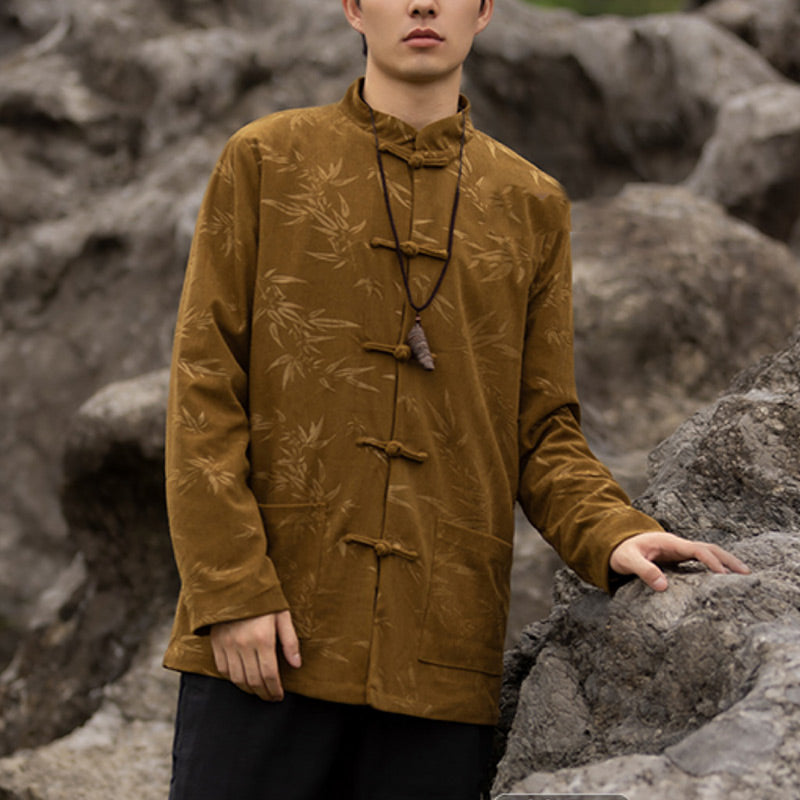 Bamboo Leaves Clothing Chinese Tang Suit Jacket Coat Men Clothing