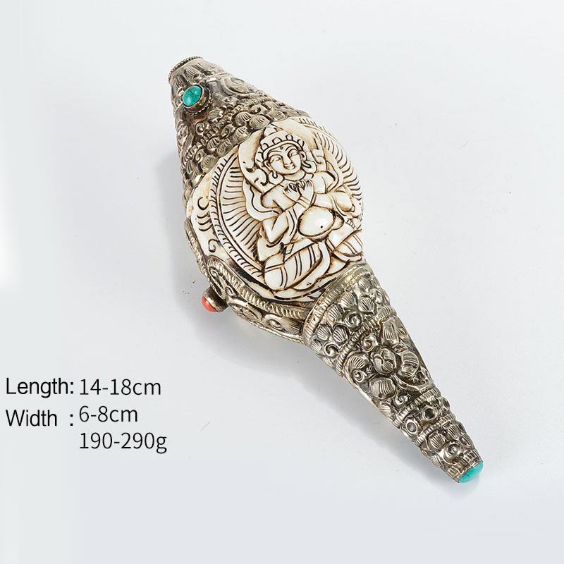 Tibetan Handmade Engraved Shankha mystic zen Conch Shell Wealth Positive Decoration