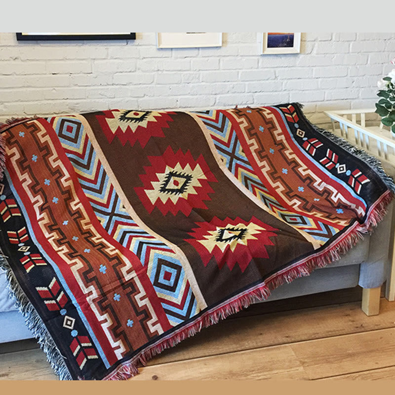 Tibetan Geometric Hand-Dyed Craftsman Blanket