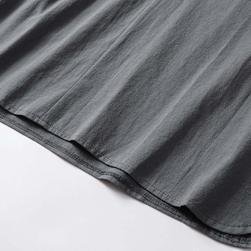 Casual Plain Color Two Buttons Three Quarter Sleeve Cotton Linen Men's Shirt