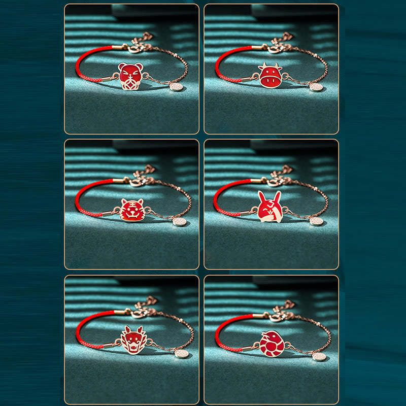 925 Sterling Silver Color-changing Chinese Zodiac Luck Protection Red String Chain Bracelet