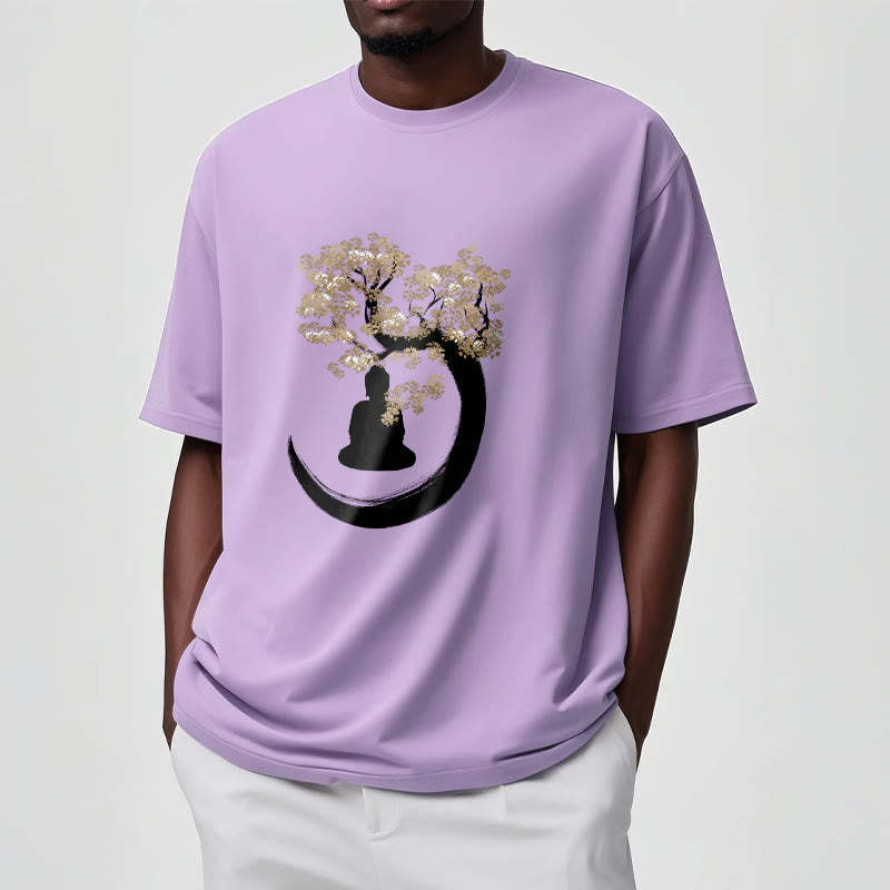 mystic zen Sitting Under The Tree Cotton Tee T-shirt