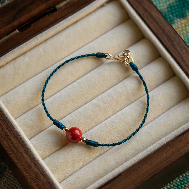 Handmade String Cinnabar Buckle Blessing Bracelet