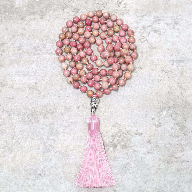 108 Mala Rhodonite Beads Yoga Meditation Prayer Beads Bracelet