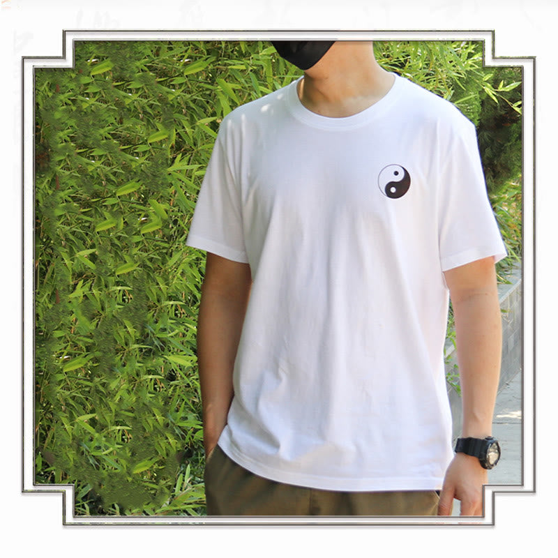 Men's Summer Round Neck Short Sleeve Yin Yang Cotton T-Shirt