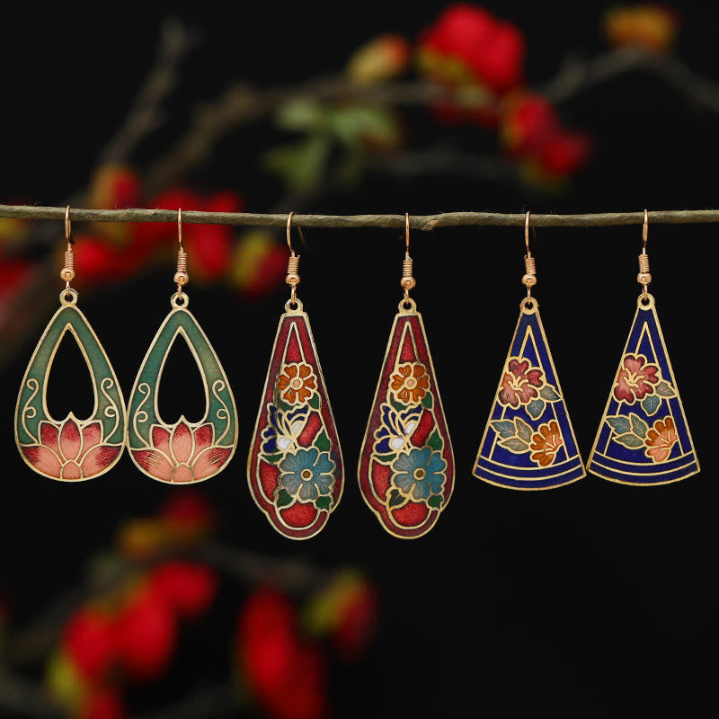 Lotus Butterfly Flower Alloy Copper Enlightenment Drop Earrings