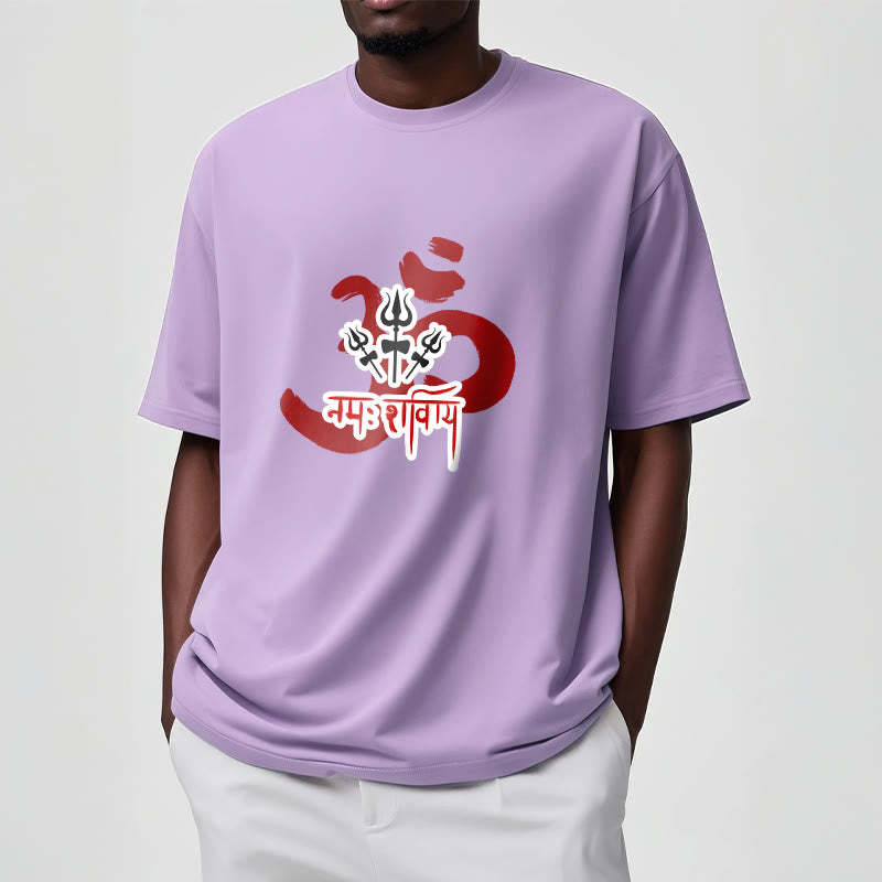 OM NAMAH SHIVAYA Three Small Tridents Cotton Tee T-shirt