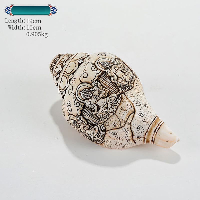 Tibetan Handmade Engraved Shankha mystic zen Avalokitesvara Conch Shell Wealth Decoration