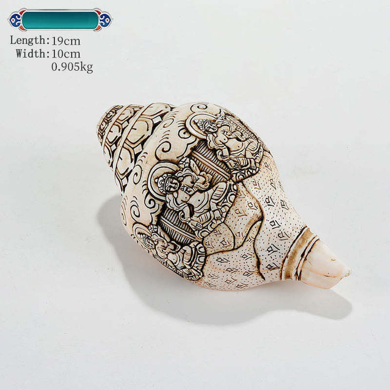 Tibetan Handmade Engraved Shankha mystic zen Avalokitesvara Conch Shell Wealth Decoration