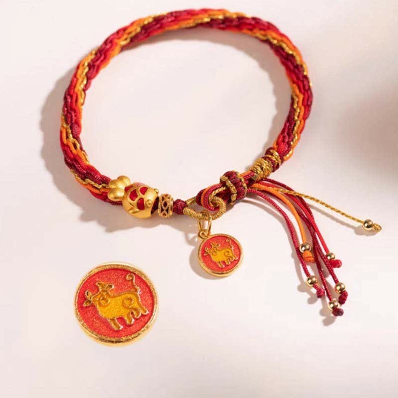 Chinese Zodiac Handmade Koi Fish String Protection Reincarnation Knot Braid Bracelet