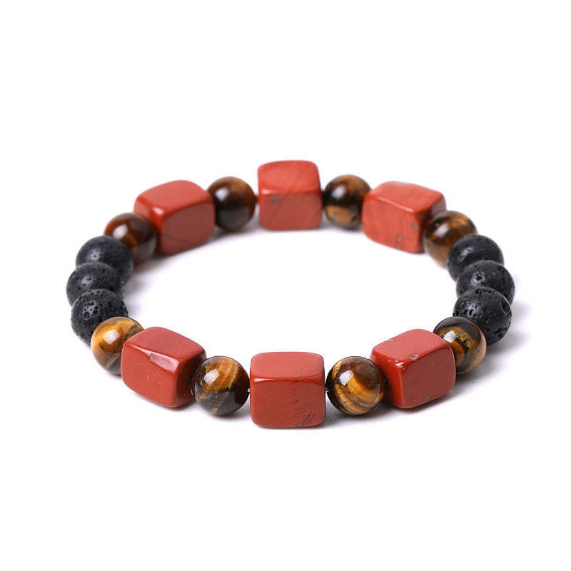 Various Crystals Cube Amethyst Lava Rock Support Bracelet