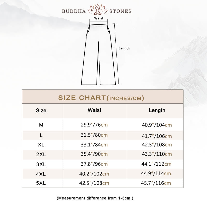 Solid Color Linen Men's Wide Leg Pants With Pockets