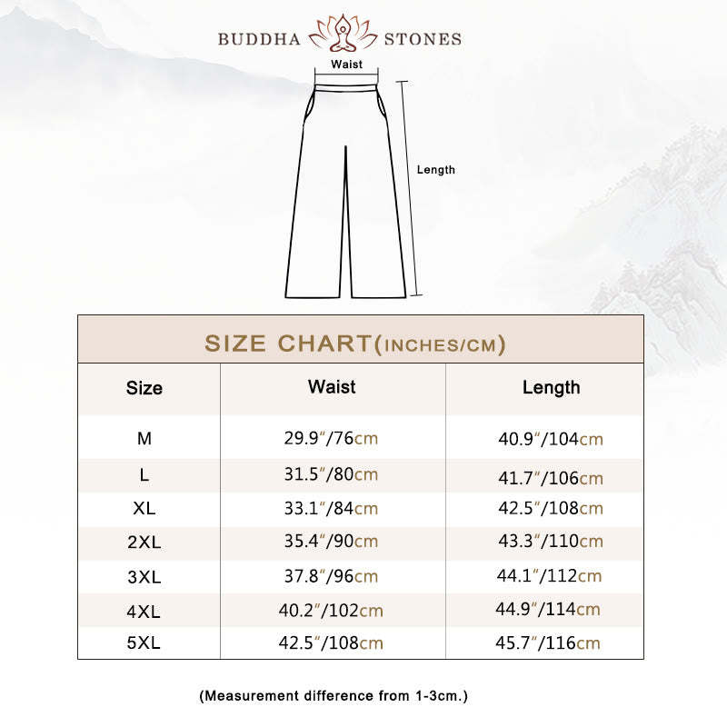 Solid Color Linen Men's Wide Leg Pants With Pockets