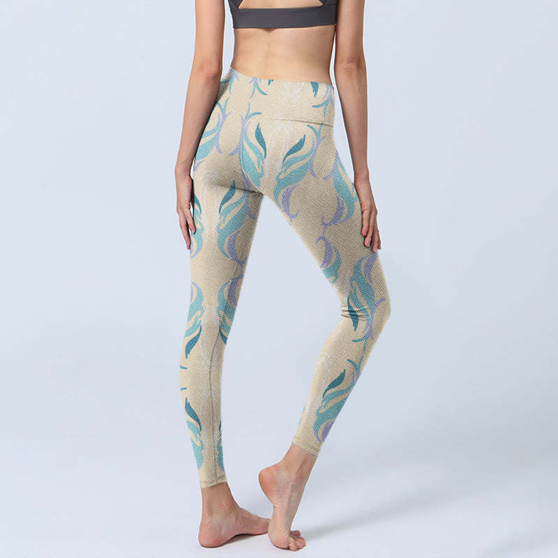 Blue Purple Green Lines Gym Leggings Women's Yoga Pants