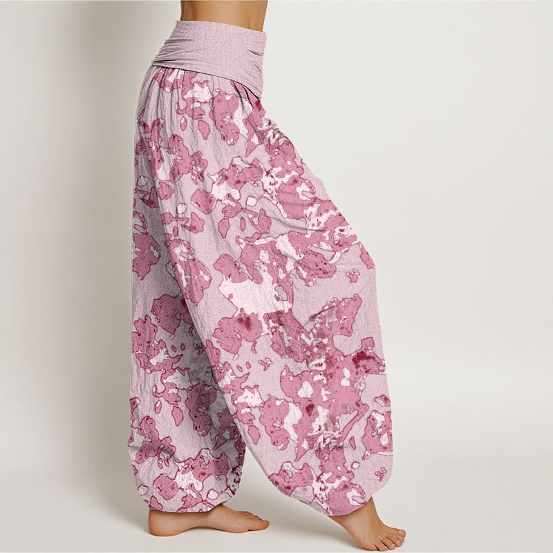 Casual Abstract Camouflage Pattern Women's Elastic Waist Harem Pants