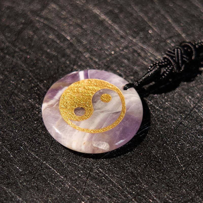 Various Crystal Amethyst Tiger Eye Green Aventurine Yin Yang Spiritual Necklace Pendant