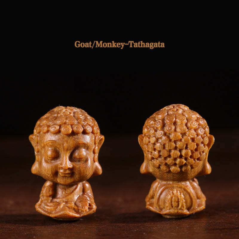Chinese Zodiac Natal mystic zen Green Sandalwood Lotus Engraved Positive Home Decoration