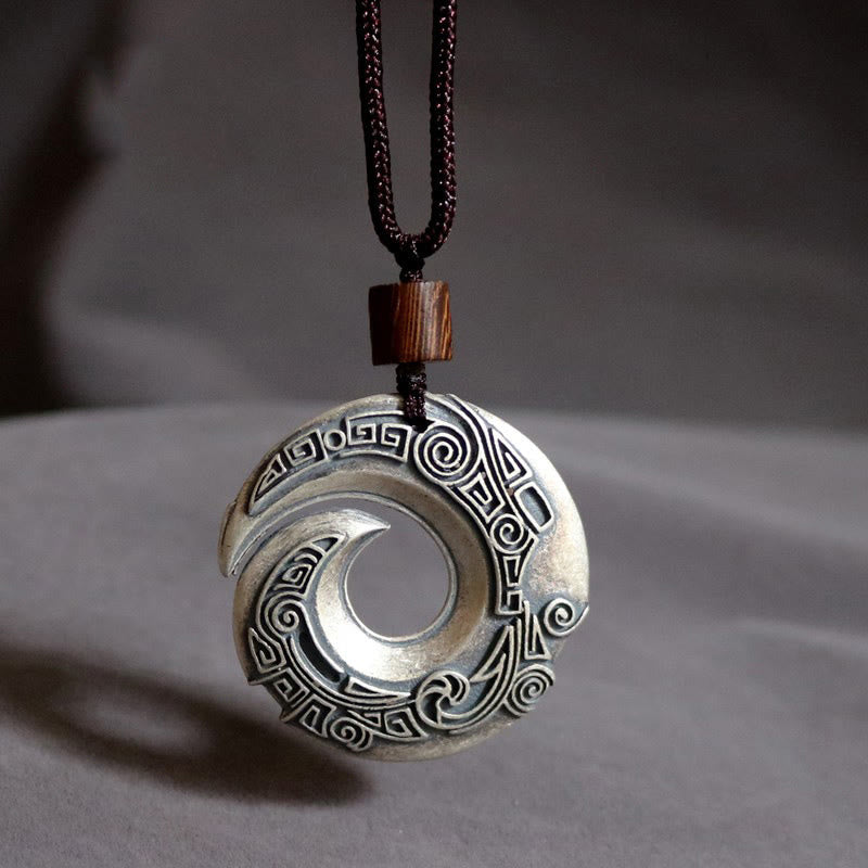 One's Luck Improves Design Pattern Copper Luck Necklace Pendant