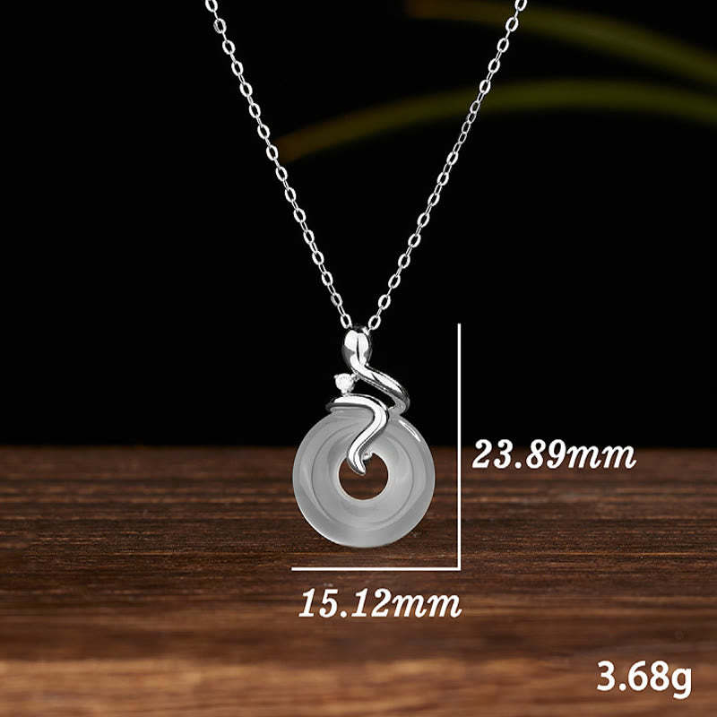 925 Sterling Silver Year Of The Snake Chalcedony Peace Buckle Positive Necklace Pendant