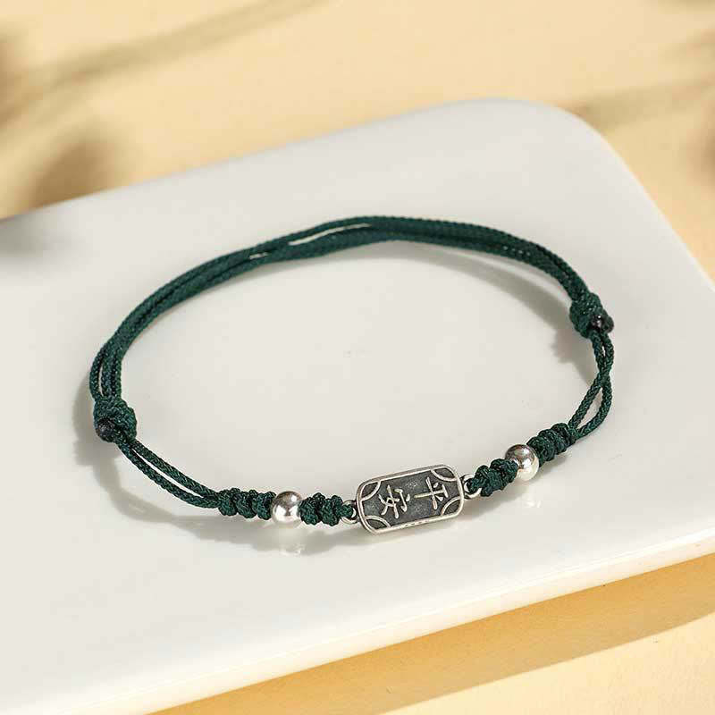 Handmade 925 Sterling Silver Peace And Joy Safe Well Protection Braided Bracelet