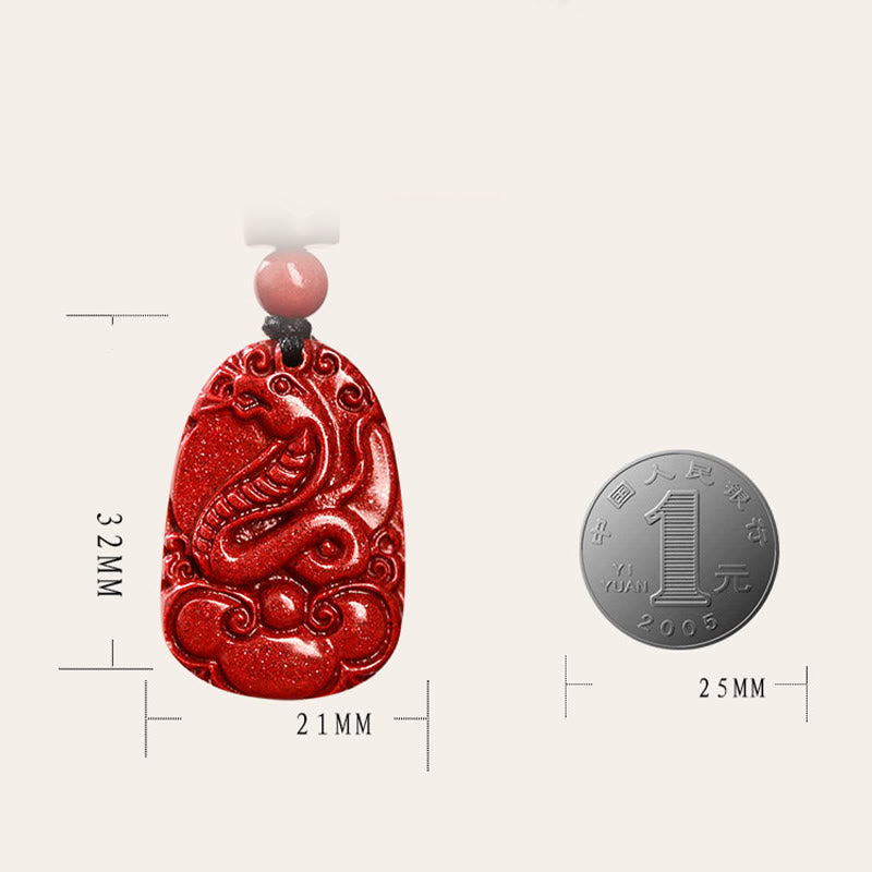 Chinese Zodiac Black Rope Cinnabar Calm Necklace Pendant