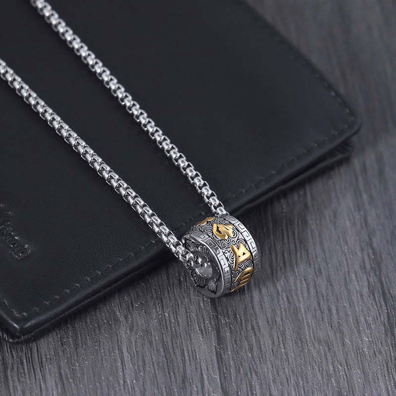 Tibetan Om Mani Padme Hum Titanium Steel Peace Necklace Pendant