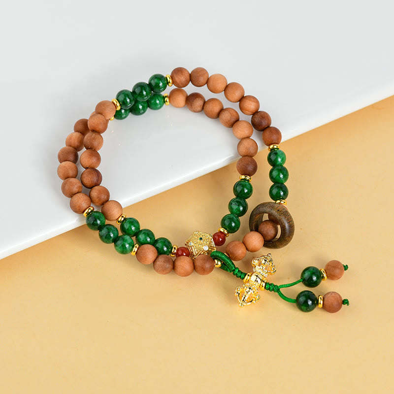 Sandalwood Wood Bead Tibet Dorje Vajra  Double Twisted Design Protection Healing Bracelet