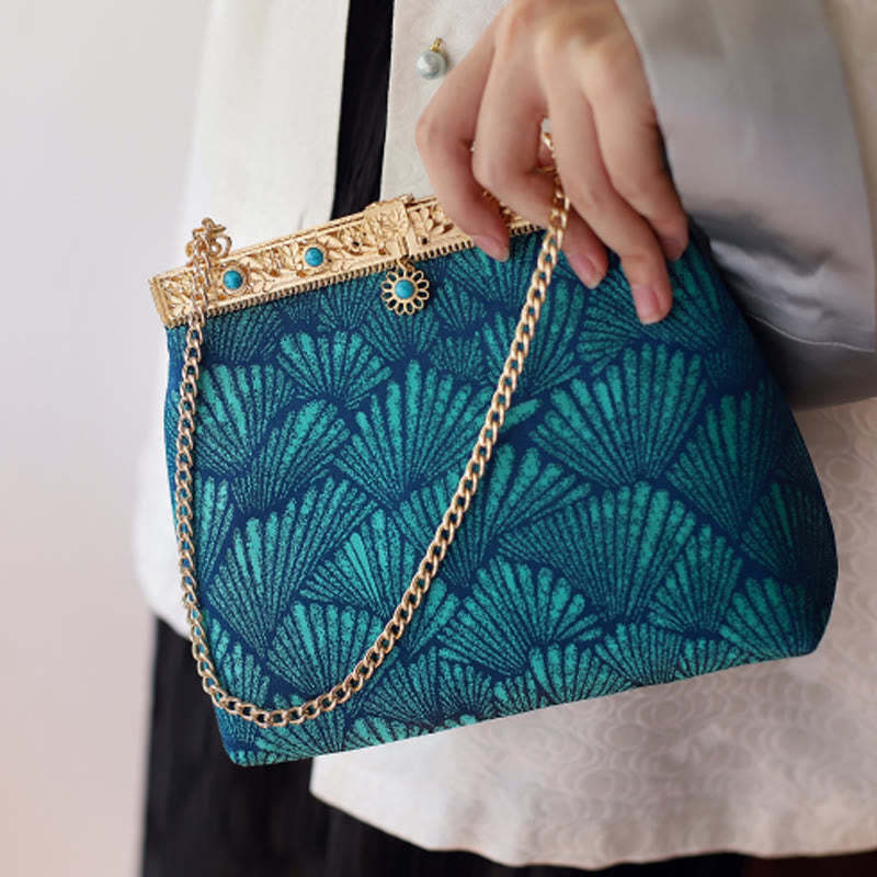 Blue Lines Metal Chain Crossbody Bag Shoulder Bag Handbag