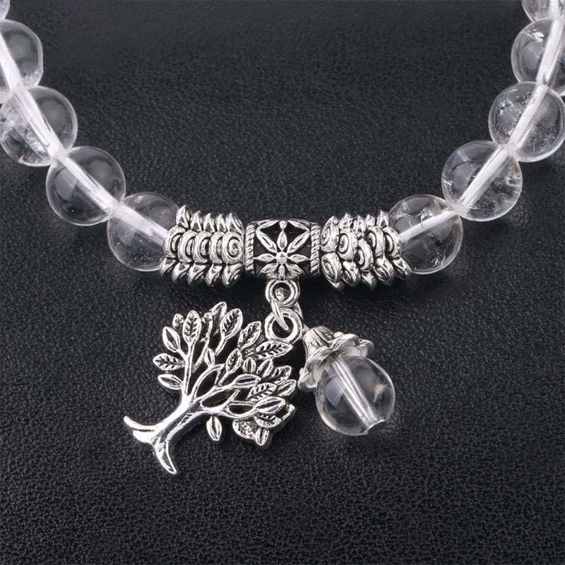 Natural Gemstone Tree of Life Lucky Charm Stretch Bracelet